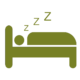 Piktogramm eines schlafenden Menschen als Symbol für Schlafberatung "einfach gut schlafen"